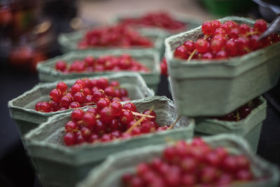 Close-up of strawberries in market