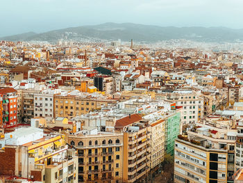 High angle view of townscape against sky