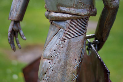 Close-up of metallic sculpture