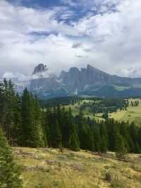 Scenic view of mountains against sky