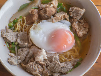High angle view of food in bowl