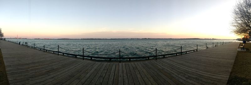 Panoramic view of sea against clear sky