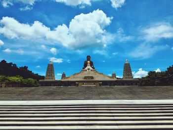 Low angle view of fo guang shan buddha memorial center against sky