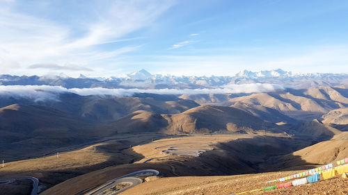 Aerial view of landscape against cloudy sky