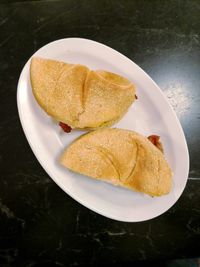 High angle view of dessert in plate