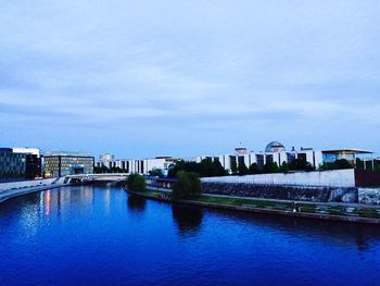 View of river with buildings in background