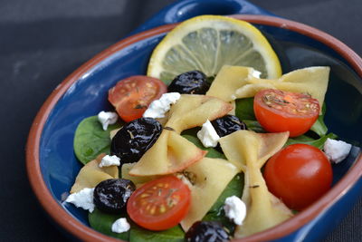 Close-up of fruits in bowl on table