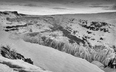 Frozen gullfoss, winter in iceland, europe