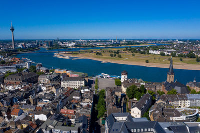 High angle view of buildings in city