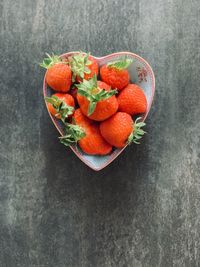 High angle view of fruits in bowl