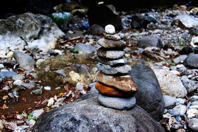 Stack of stones on rock