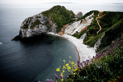 Scenic view of sea amidst rocks