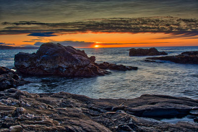 Scenic view of sea against sky during sunset