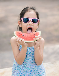 Girl eating watermelon