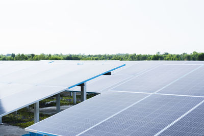 Solar panels against clear sky