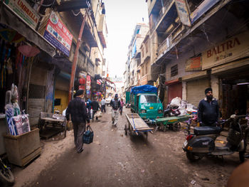 People on street in city