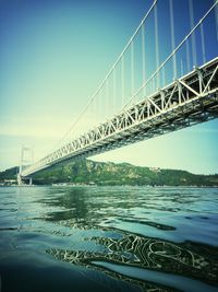 Suspension bridge over river