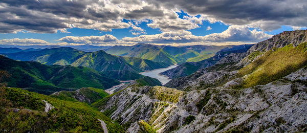 Panoramic view of mountains against sky