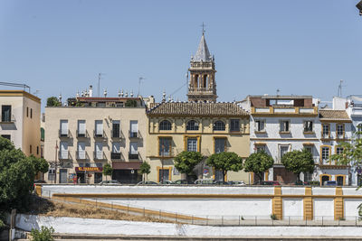 Exterior of buildings against clear sky