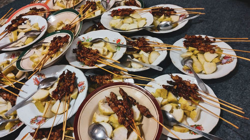 High angle view of food on table