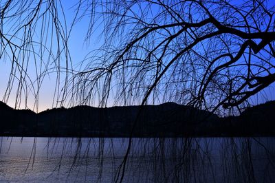 Scenic view of lake against sky during winter