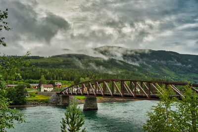 Bridge over river against sky