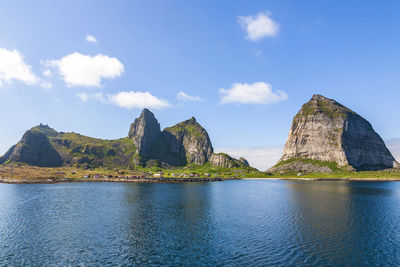 Norwegian coast with mountains peaks