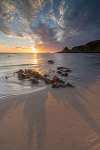 Scenic view of sunset over sea