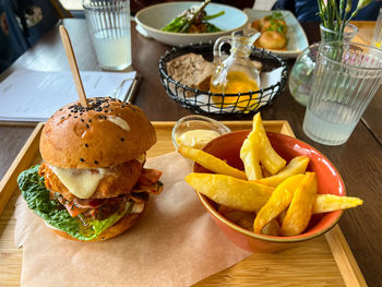 Close-up of food on table