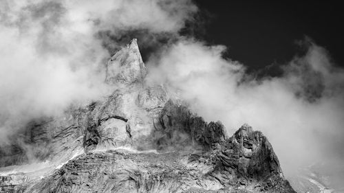 Smoke emitting from volcanic mountain