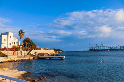 Scenic view of sea against blue sky