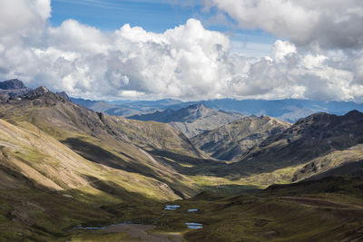 Panoramic view of landscape and mountains against sky