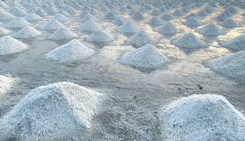 High angle view of sand on beach