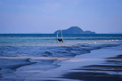 Scenic view of sea against clear sky