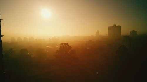 View of cityscape at sunset