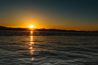 Scenic view of sea against sky during sunset