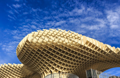 Low angle view of modern building against sky