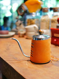 Close-up of coffee served on table in restaurant