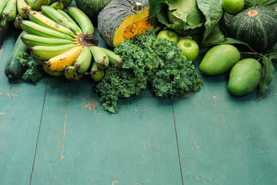 High angle view of vegetables on table