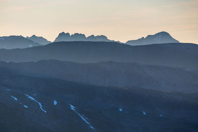 Scenic view of mountains against dramatic sky