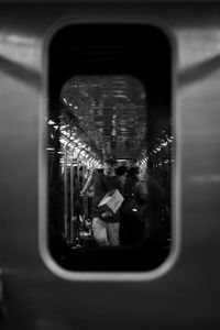 Close-up of man in bus