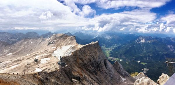 Panoramic view of landscape and mountains against sky