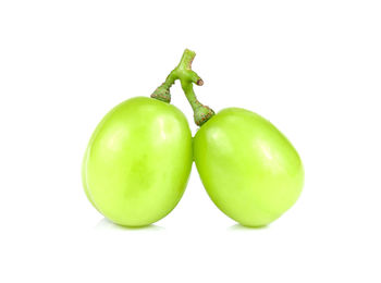 Close-up of green fruits against white background