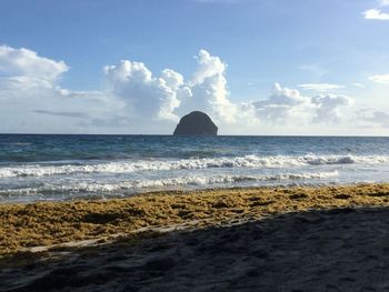 Scenic view of beach against sky