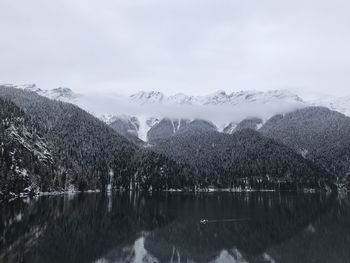 Lake ritza, cold winter evening