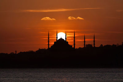 Silhouette of building during sunset