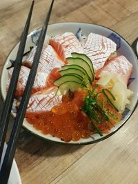 Fresh fish roe salad with cucumber