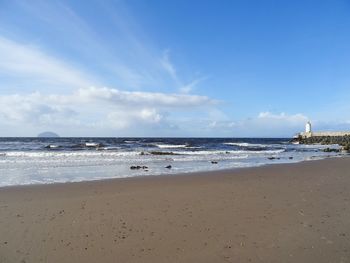 Scenic view of beach against sky