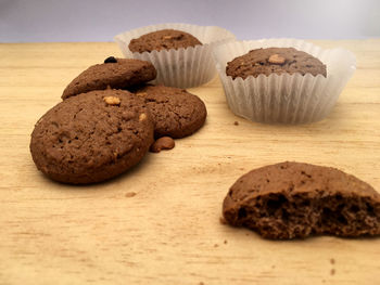 Close-up of cupcakes on table