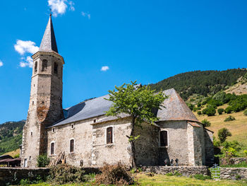 Low angle view of old building against sky